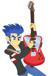 Size: 1600x2263 | Tagged: safe, artist:jucamovi1992, imported from derpibooru, flash sentry, equestria girls, guitar, male, rock (music), rocker, simple background, solo, transparent background