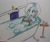 Size: 1024x869 | Tagged: safe, artist:suicidemachine363, imported from derpibooru, trixie, oc, oc:bullet, human, pony, equestria girls, bath, canon x oc, duo, human on pony action, interspecies, shipping, traditional art, watermark