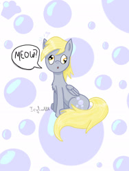 Size: 1536x2048 | Tagged: safe, artist:icyfire888, imported from derpibooru, derpy hooves, pegasus, pony, behaving like a cat, bubble, chest fluff, female, mare, solo