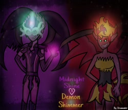Size: 964x828 | Tagged: dead source, safe, artist:drewmwhit, imported from derpibooru, sci-twi, sunset shimmer, twilight sparkle, equestria girls, dark shine, dusk shine, duskshimmer, earth is doomed, equestria guys, female, male, midnight sparkle, midnightsatan, rule 63, scitwishimmer, shipping, straight, sunset satan, sunsetsparkle, traditional art, xk-class end-of-the-world scenario