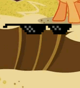 Size: 164x180 | Tagged: safe, edit, edited screencap, imported from derpibooru, screencap, petunia paleo, pony, the fault in our cutie marks, animated, deal with it, female, gif, lifting, meme, reaction image, skull, spiny back ponysaurus, sunglasses, swag glasses