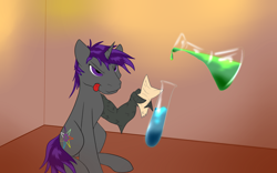Size: 3840x2400 | Tagged: safe, artist:n-prophet, imported from derpibooru, oc, oc only, oc:umbris, pony, unicorn, chemistry, colored, sketch, solo