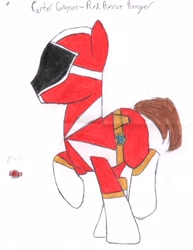 Size: 2550x3300 | Tagged: safe, artist:aridne, imported from derpibooru, carter grayson, gored, kyūkyū sentai gogo v, ponified, power rangers, power rangers lightspeed rescue, red ranger