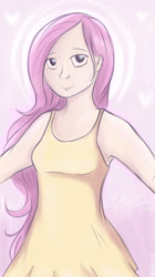 Size: 857x1532 | Tagged: safe, artist:pisonisy, imported from derpibooru, fluttershy, human, clothes, dress, female, humanized, solo