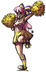 Size: 514x800 | Tagged: safe, artist:theartrix, imported from derpibooru, cheerilee, human, armpits, cheeribetes, cheerileeder, cheerleader, clothes, converse, cute, female, hair bow, humanized, pleated skirt, pom pom, shoes, simple background, skirt, skirt lift, sneakers, socks, solo, transparent background