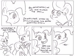 Size: 4000x3000 | Tagged: safe, artist:dilarus, deleted from derpibooru, imported from derpibooru, cup cake, pinkie pie, comic:sugarcube, comic, dialogue, monochrome