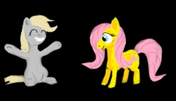 Size: 960x554 | Tagged: safe, artist:t72b, derpibooru exclusive, imported from derpibooru, derpy hooves, fluttershy, pegasus, pony, female, hug, lineless, mare, newbie artist training grounds