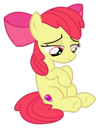 Size: 1331x1731 | Tagged: safe, artist:sketchmcreations, imported from derpibooru, apple bloom, the fault in our cutie marks, cutie mark, looking down, sad, simple background, sitting, the cmc's cutie marks, transparent background, vector