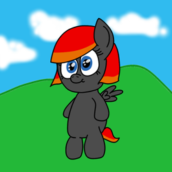 Size: 800x800 | Tagged: safe, artist:vitalspark, imported from derpibooru, oc, oc only, oc:arian blaze, pony, baby, baby pony, bipedal, solo