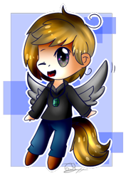 Size: 366x498 | Tagged: safe, artist:twily-star, imported from derpibooru, oc, oc only, oc:digital dusk, human, humanized, tailed humanization, winged humanization