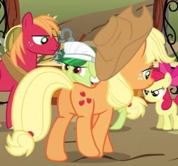 Size: 363x340 | Tagged: safe, imported from derpibooru, screencap, apple bloom, applejack, big macintosh, granny smith, earth pony, pony, the super speedy cider squeezy 6000, butt, cropped, female, filly, male, mare, plot, stallion