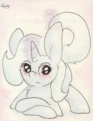 Size: 679x884 | Tagged: safe, artist:slightlyshade, imported from derpibooru, trixie, pony, unicorn, face down ass up, female, mare, solo, traditional art