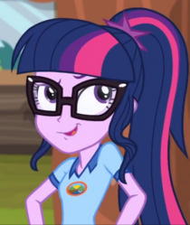 Size: 210x249 | Tagged: safe, imported from derpibooru, screencap, sci-twi, twilight sparkle, equestria girls, legend of everfree, female, glasses, smirk, smuglight sparkle, solo