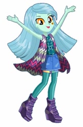 Size: 364x556 | Tagged: safe, imported from derpibooru, lyra heartstrings, equestria girls, legend of everfree, box art, camp fashion show outfit, female, looking at you, simple background, smiling, solo, white background