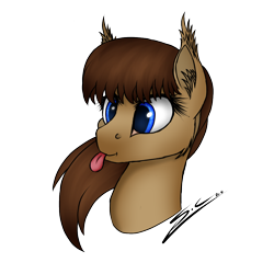 Size: 1000x1000 | Tagged: safe, artist:speed-chaser, imported from derpibooru, oc, oc only, oc:lunette, bat pony, pony, bust, ear fluff, portrait, signature, simple background, solo, tongue out, transparent background