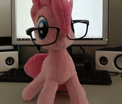 Size: 720x615 | Tagged: artist needed, safe, imported from derpibooru, pinkie pie, business, businessmare, glasses, irl, photo, plushie, solo