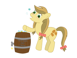 Size: 2048x1520 | Tagged: safe, artist:vampirenerd13, imported from derpibooru, apple strudely, earth pony, pony, apple family member, barrel, drunk, simple background, solo, transparent background