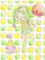 Size: 1543x2048 | Tagged: safe, artist:candyleaf, imported from derpibooru, apple fritter, human, apple family member, female, humanized, solo, traditional art