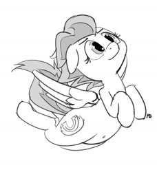 Size: 1280x1401 | Tagged: safe, artist:pabbley, imported from derpibooru, fleetfoot, pony, belly button, female, flying, monochrome, sketch, solo