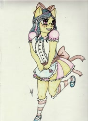 Size: 2552x3508 | Tagged: safe, artist:nomina999, imported from derpibooru, oc, oc only, oc:vanilla ganache, equestria girls, ponied up, solo