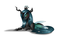 Size: 2885x1828 | Tagged: safe, artist:scarlet-spectrum, imported from derpibooru, queen chrysalis, changeling, changeling queen, blushing, crown, cute, cutealis, female, jewelry, looking at you, prone, regalia, simple background, solo, transparent background