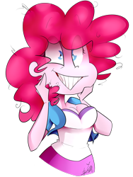 Size: 3000x4000 | Tagged: safe, artist:befishproductions, imported from derpibooru, pinkie pie, equestria girls, breasts, busty pinkie pie, female, grin, signature, simple background, smiling, solo, transparent background