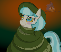 Size: 7000x6000 | Tagged: safe, artist:lunahazacookie, imported from derpibooru, coco pommel, chimera, snake, absurd resolution, blushing, coils, fetish, hypnosis fetish, kaa eyes, mind control, watermark