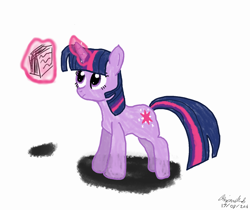 Size: 1558x1310 | Tagged: safe, artist:pigeon2qwerty4u, imported from derpibooru, twilight sparkle, female, flash cards, glowing horn, levitation, magic, newbie artist training grounds, simple background, solo, telekinesis, white background