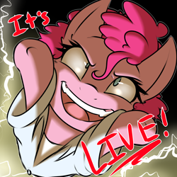 Size: 2400x2400 | Tagged: dead source, safe, artist:captainpudgemuffin, imported from derpibooru, pinkie pie, pony, clothes, female, lab coat, mare, open mouth, solo