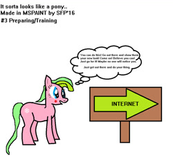 Size: 865x780 | Tagged: safe, artist:startledflowerpony, imported from derpibooru, oc, oc only, internet, juxtaposition bait, ms paint, newbie artist training grounds, sign, solo