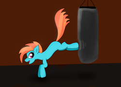 Size: 2000x1429 | Tagged: safe, artist:sevigen, imported from derpibooru, oc, oc only, earth pony, pony, autodesk, female, kicking, krita, mare, newbie artist training grounds, punching bag, solo