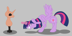 Size: 4028x2032 | Tagged: safe, artist:melindathedragon, imported from derpibooru, twilight sparkle, alicorn, pony, absurd resolution, female, glowing horn, magic, newbie artist training grounds, solo, training dummy, twilight sparkle (alicorn)