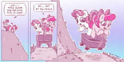 Size: 4000x2000 | Tagged: safe, artist:bobdude0, artist:dilarus, deleted from derpibooru, imported from derpibooru, apple bloom, sweetie belle, earth pony, pony, unicorn, meet-the-pones, adorabloom, bouncing, bow, calvin and hobbes, collaboration, comic, cute, diasweetes, duo, everything went better than expected, female, filly, floppy ears, frown, hair bow, open mouth, smiling, wagon, wide eyes, worried