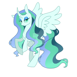 Size: 1024x1024 | Tagged: safe, artist:azure-art-wave, imported from derpibooru, oc, oc only, oc:silk solace, alicorn, changepony, hybrid, pony, alicorn oc, curved horn, interspecies offspring, magical lesbian spawn, offspring, parent:princess celestia, parent:queen chrysalis, parents:chryslestia, simple background, solo, transparent background, watermark