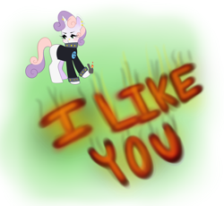 Size: 1280x1177 | Tagged: safe, artist:senseidezzy, deleted from derpibooru, imported from derpibooru, imported from ponybooru, sweetie belle, clothes, collar, fire, lighter, meanie belle, ponerpics import, shirt