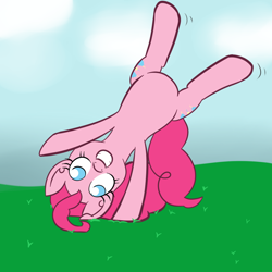 Size: 1000x1000 | Tagged: safe, artist:yakoshi, imported from derpibooru, pinkie pie, cartwheel, female, handstand, solo