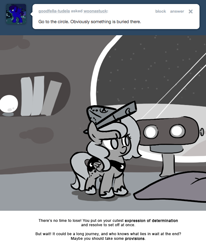 Size: 666x809 | Tagged: safe, artist:egophiliac, imported from derpibooru, princess luna, moonstuck, cartographer's cap, female, filly, hat, monochrome, observatory, solo, woona, younger