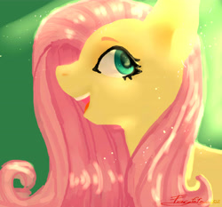 Size: 6000x5600 | Tagged: safe, artist:fayfafaya002, imported from derpibooru, fluttershy, absurd resolution, bright, bust, female, looking back, open mouth, profile, smiling, solo