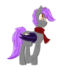 Size: 2500x2500 | Tagged: safe, artist:darklordsnuffles, imported from derpibooru, oc, oc only, oc:bright tone, bat pony, pony, chest fluff, clothes, cute, halfassed cutie mark, scarf, solo