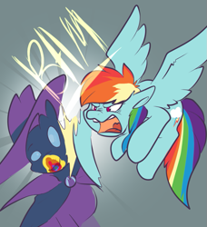 Size: 753x827 | Tagged: safe, artist:noveltmods, imported from derpibooru, mare do well, rainbow dash, 28 pranks later, backwards cutie mark, cookie zombie, justice, rainbow muzzle, take that