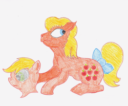 Size: 2744x2267 | Tagged: safe, artist:invidlord, imported from derpibooru, applejack (g1), female, g1, mask, newbie artist training grounds, solo, tail bow, traditional art