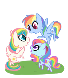 Size: 650x750 | Tagged: safe, artist:otterlore, imported from derpibooru, rainbow dash, starshine, sunlight (g1), g1, g1 to g4, g4, generation leap, simple background, starshine (g1), transparent background