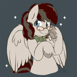 Size: 1000x1000 | Tagged: safe, artist:curiouskeys, imported from derpibooru, oc, oc only, oc:feather duster, pegasus, pony, bowtie, flat colors, glasses, male, solo, stallion, waist up