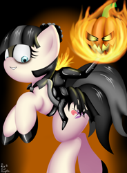 Size: 1280x1737 | Tagged: safe, artist:paulpeopless, imported from derpibooru, coco pommel, dullahan, food, haunted, headless, headless horseman, jack-o-lantern, modular, pumpkin