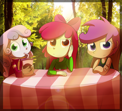 Size: 5500x5000 | Tagged: safe, artist:fj-c, imported from derpibooru, apple bloom, scootaloo, sweetie belle, equestria girls, absurd resolution, cutie mark crusaders, drinking, female, straw, trio, trio female