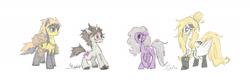 Size: 2800x900 | Tagged: safe, artist:skutchi, imported from derpibooru, oc, oc only, oc:mylove, oc:nighty pearl, oc:siu, oc:world wander, blushing, female, makelovepony, male, signature, smiling, surprised, tumblr