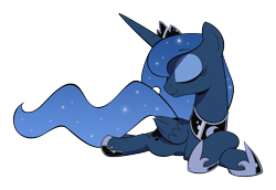 Size: 2117x1458 | Tagged: safe, artist:php104, imported from derpibooru, princess luna, alicorn, pony, eyes closed, female, mare, prone, simple background, solo, transparent background