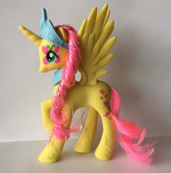 Size: 1583x1599 | Tagged: safe, imported from derpibooru, fluttershy, alicorn, pony, bootleg, brushable, fluttercorn, irl, photo, race swap, solo, toy