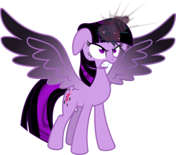 Size: 1822x1600 | Tagged: safe, artist:arkwing, imported from derpibooru, twilight sparkle, alicorn, pony, fanfic:my glory, colored wings, corrupted, corrupted twilight sparkle, dark twilight, dark twilight sparkle, female, floppy ears, gradient wings, mare, simple background, solo, spread wings, transparent background, twilight sparkle (alicorn), vector, wings