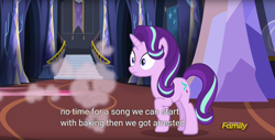 Size: 1920x975 | Tagged: safe, imported from derpibooru, screencap, pinkie pie, starlight glimmer, pony, every little thing she does, meme, youtube caption